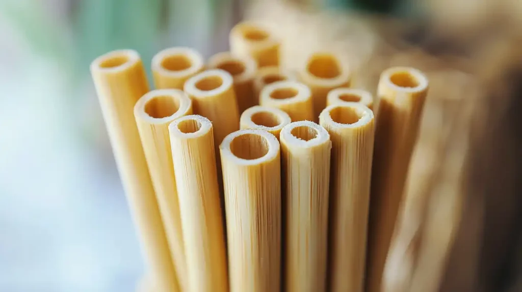 Reusable bamboo compostable straws with a natural finish