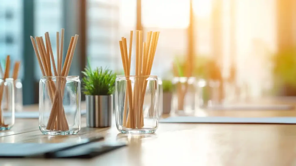 Business event showcasing eco-friendly straws