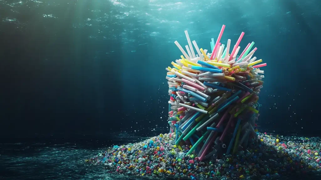 Plastic straws polluting the ocean