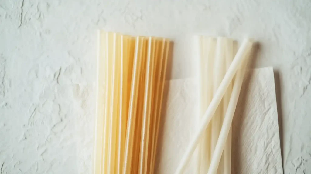 Plastic straw vs compostable straw comparison.