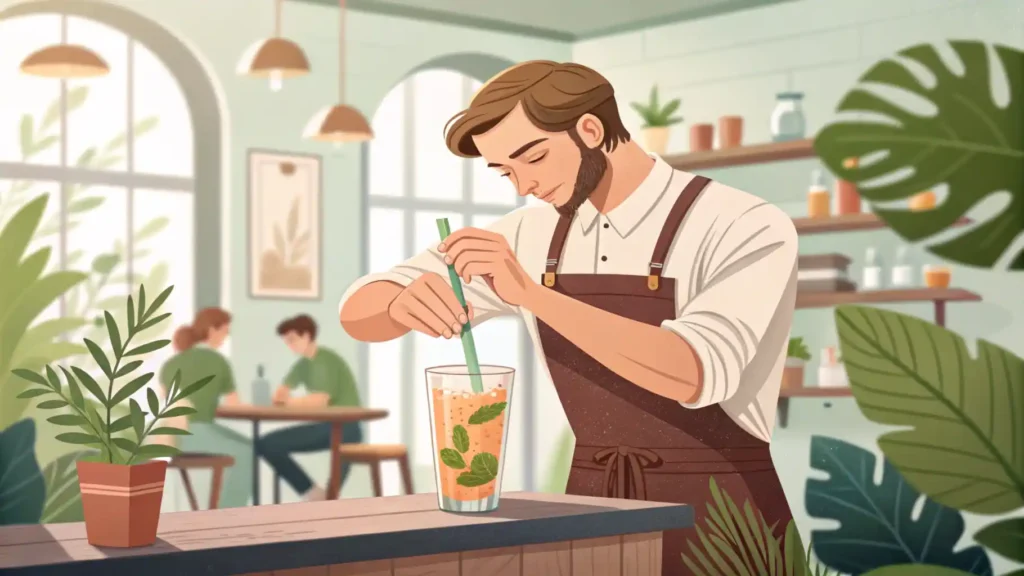 blog illustration bartender eco straw