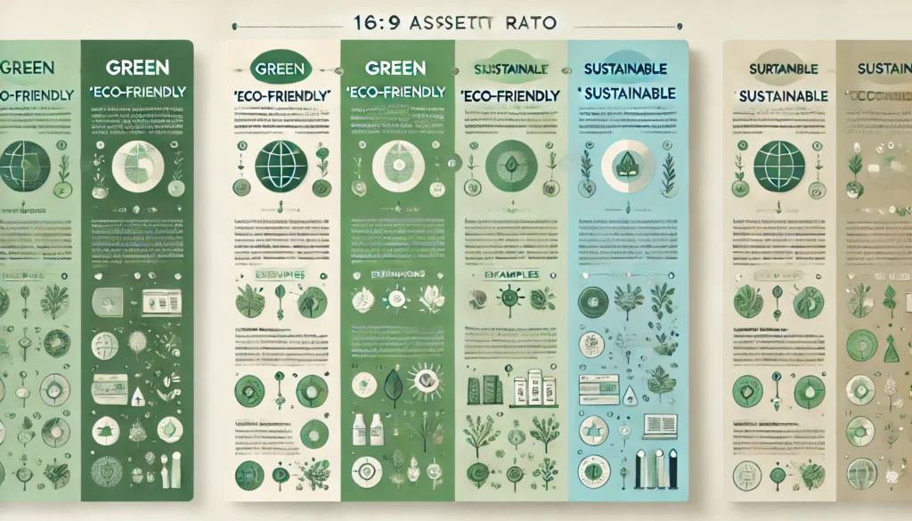 comparing 'Green,' 'Eco-Friendly,' and 'Sustainable' concepts. 