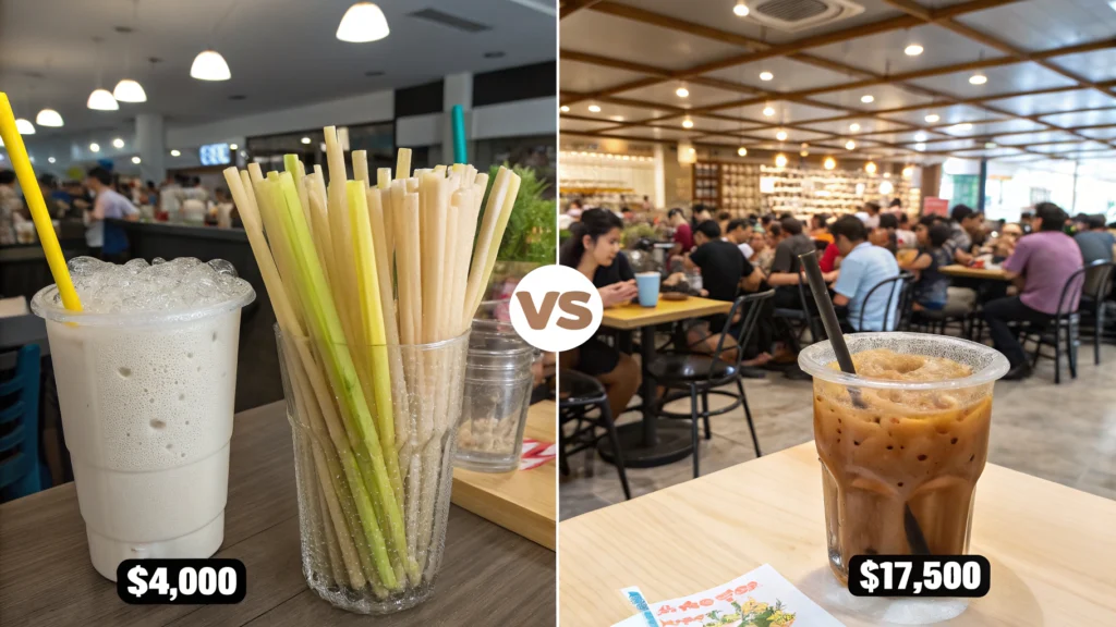 Cost comparison between plastic and sugarcane straws