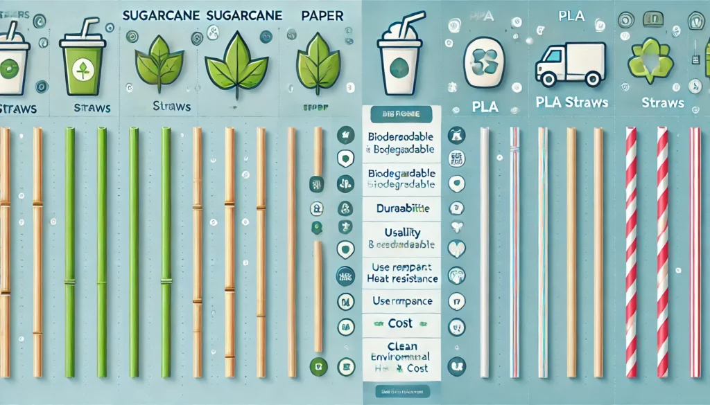  A side-by-side infographic showcasing biodegradability, durability, and heat resistance.