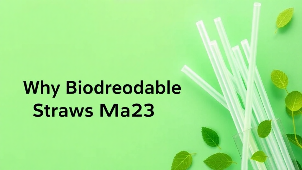 Biodegradable straws with green leaves on background