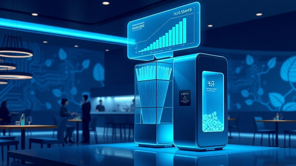 Futuristic restaurant with digital menu and eco-friendly design.