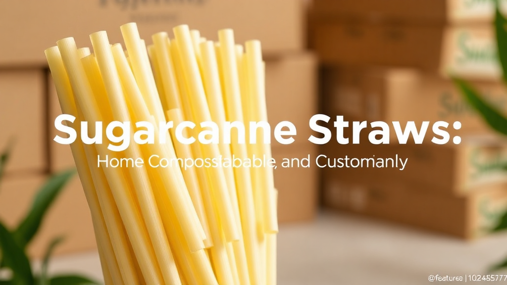 Sugarcane straws, eco-friendly and compostable packaging.