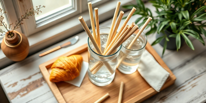 Sedotan tebu ramah lingkungan: FDA & LFGB Certified, Compostable - Close-Up of Home Compostable Straw Texture