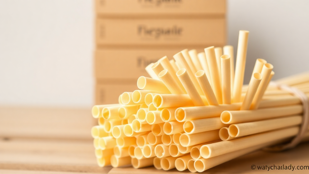 Bundle of eco-friendly pasta straws on table.