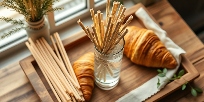 Creative Straw Decor Ideas with Eco-Friendly Sugarcane Straws - Close-Up of Home Compostable Straw Texture