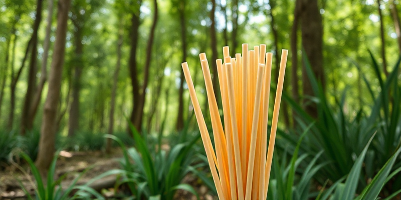 An environmental park setting with Eco-friendly sugarcane biodegradable straws wholesale