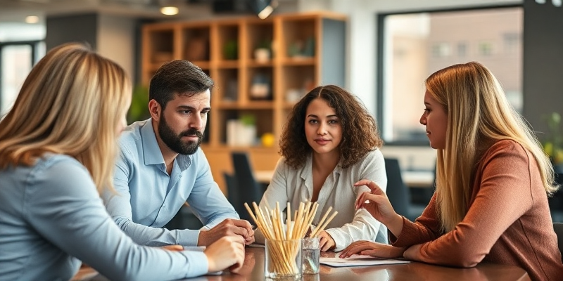 A team brainstorming session using Eco-friendly sugarcane biodegradable straws wholesale
